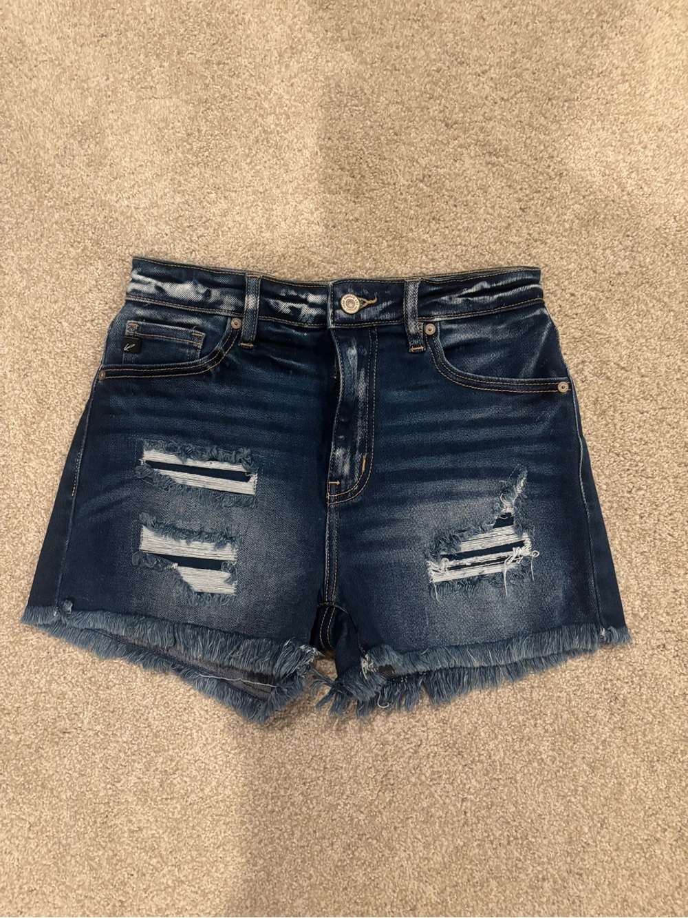 NWOT KanCan Dark Blue Distressed High-Rise Denim Shorts